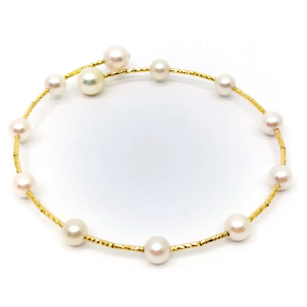 NEW Akoya Pearls 18K Yellow Gold Bracelet